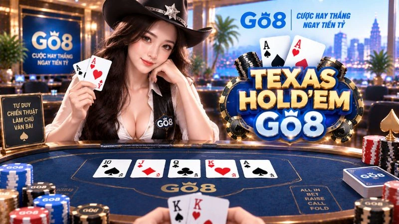Texas Hold'em GO8 – Luật Chơi, Thứ Tự Bài & 4 Vòng Cược Chi Tiết